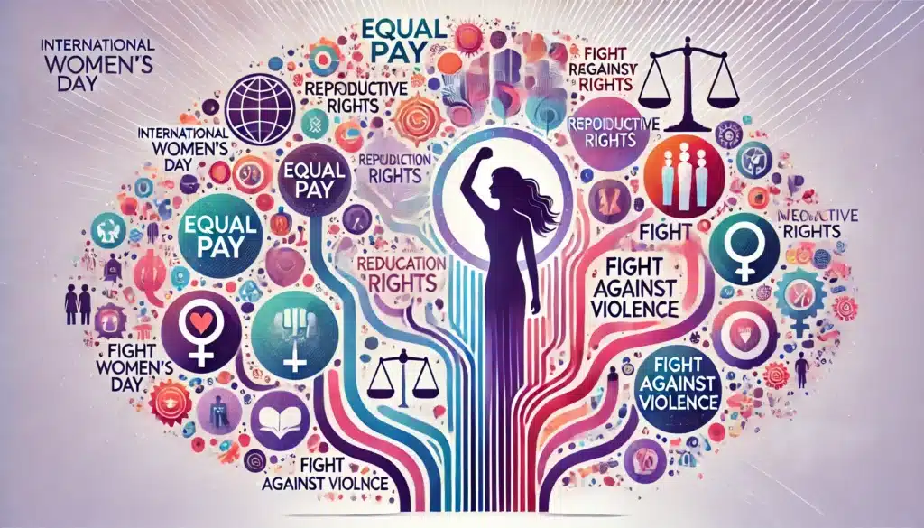 illustration journée droits des femmes à l'internationale arbres compétence