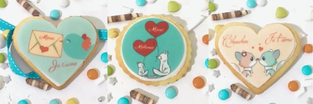 biscuits personnalisés gravé gateaux sec décoratif coeur saint valentin