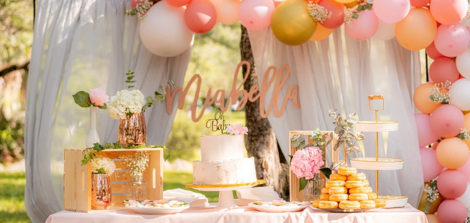 décoration anniversaire champetre summer party gateau marbella rose or jaune