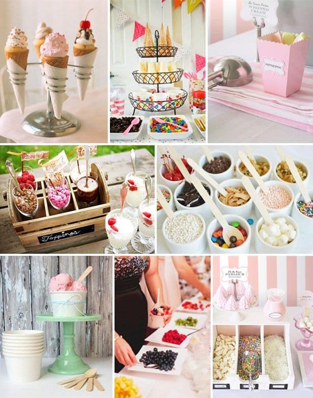 bar à glace déco topping creme glacée frozen yogourt petit pot caisse en bois