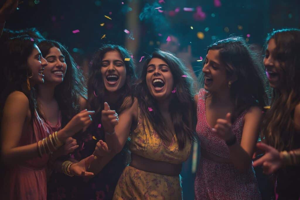 groupe de fille s'amusent lors d'un evjf avec grosse ambiance