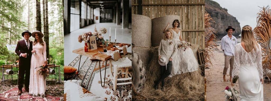 lieu pour un mariage bohème élection plage forêt grange paille décor cadre naturel cérémonie mariés