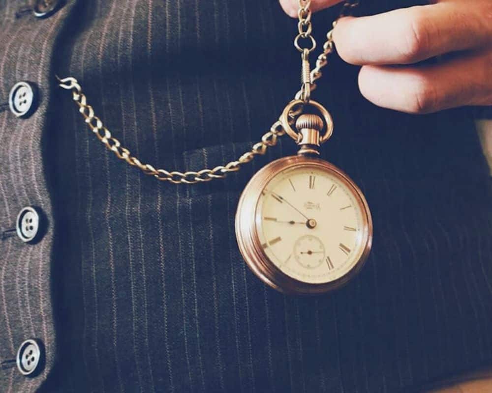 montre gousset avec chaine veston costume mariage rayé style boheme vintage chic