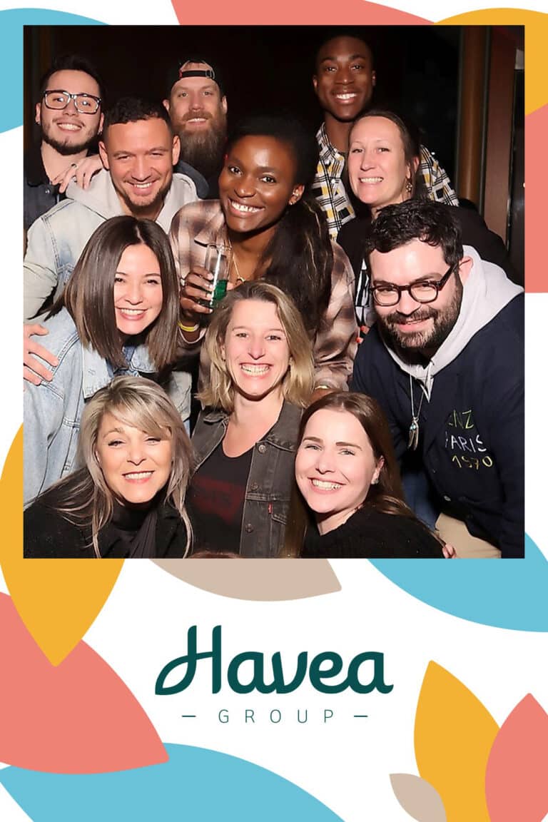 havea photobooth selfie groupe entreprise contour fond decor couleur