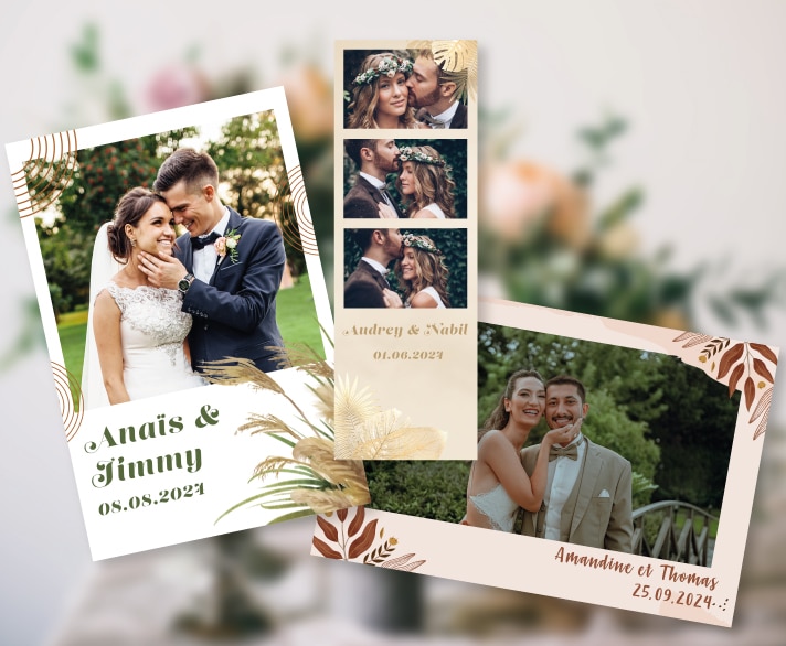 tirage photo mariage impression champetre contour cadre personnalisé photobooth