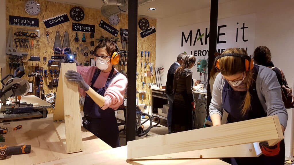 atelier bricolage leroy merlin diy montage percage animation