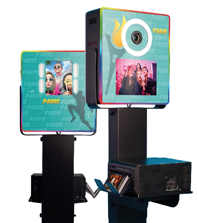 borne photo booth vegas shootnbox pesonnalisé JO 2024 paris olympiques imprimante flamme