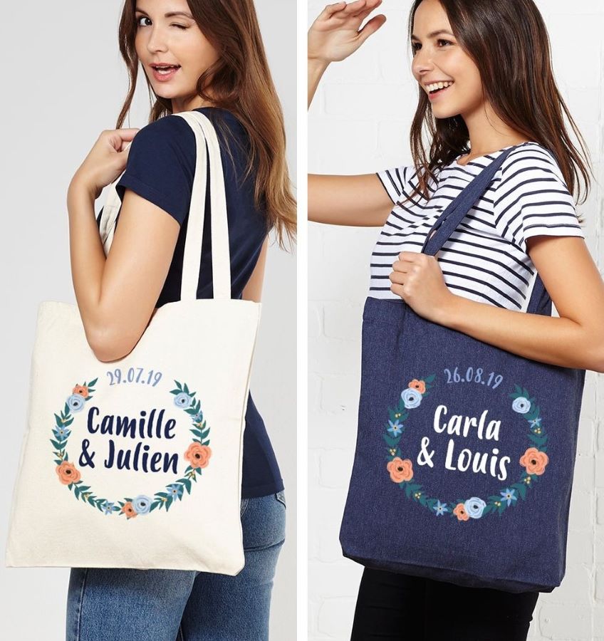 tote bag mariage personnalisé carla julien camille louis femme