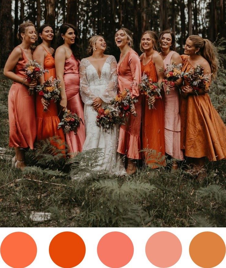 mariage automne couleur demoiselle honneur robe bouquet