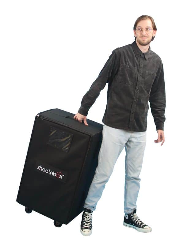valise transport sur roulettes photobooth shootnbox homme