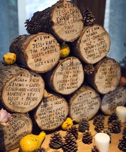 plan de table mariage rondins de bois