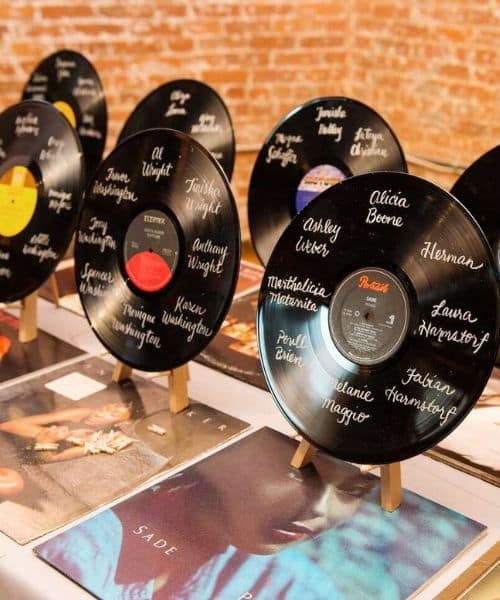 plan de table original disque vinyle thème musique mariage