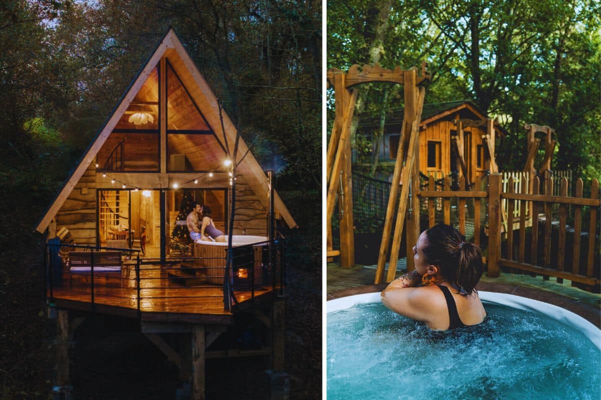 séjour cabane dans les bois activité week-end romantique en couple piscine entre amoureux