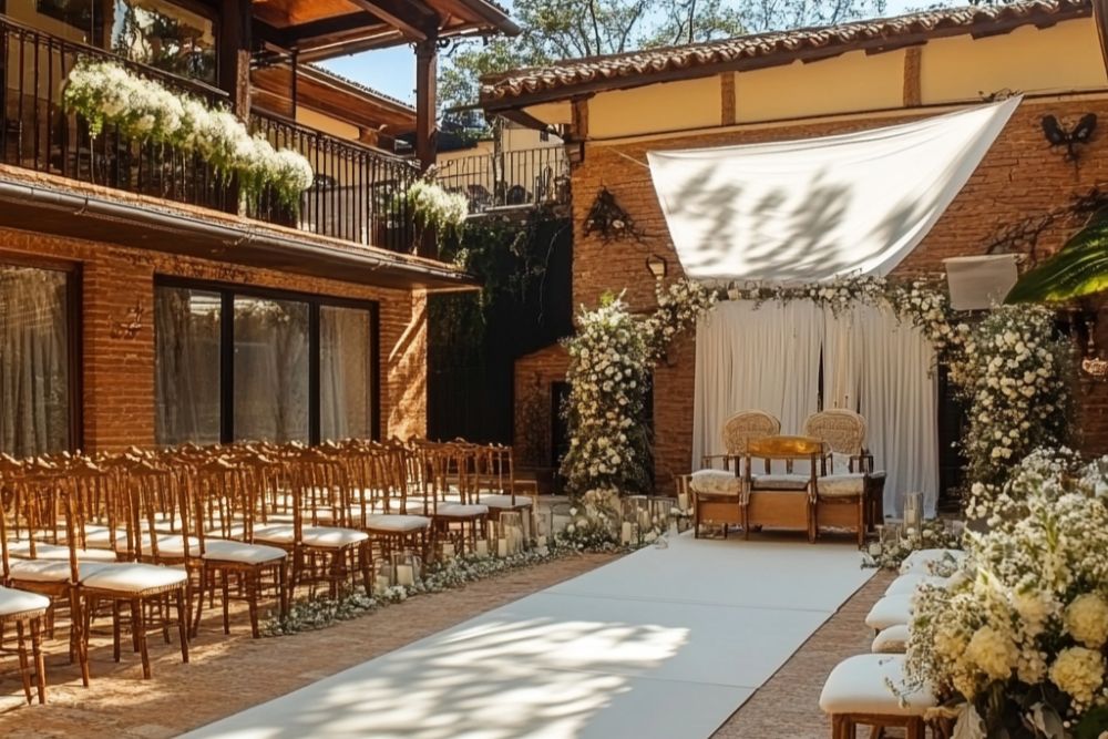 décor lieu mariage plein air cours extérieure deco ranch