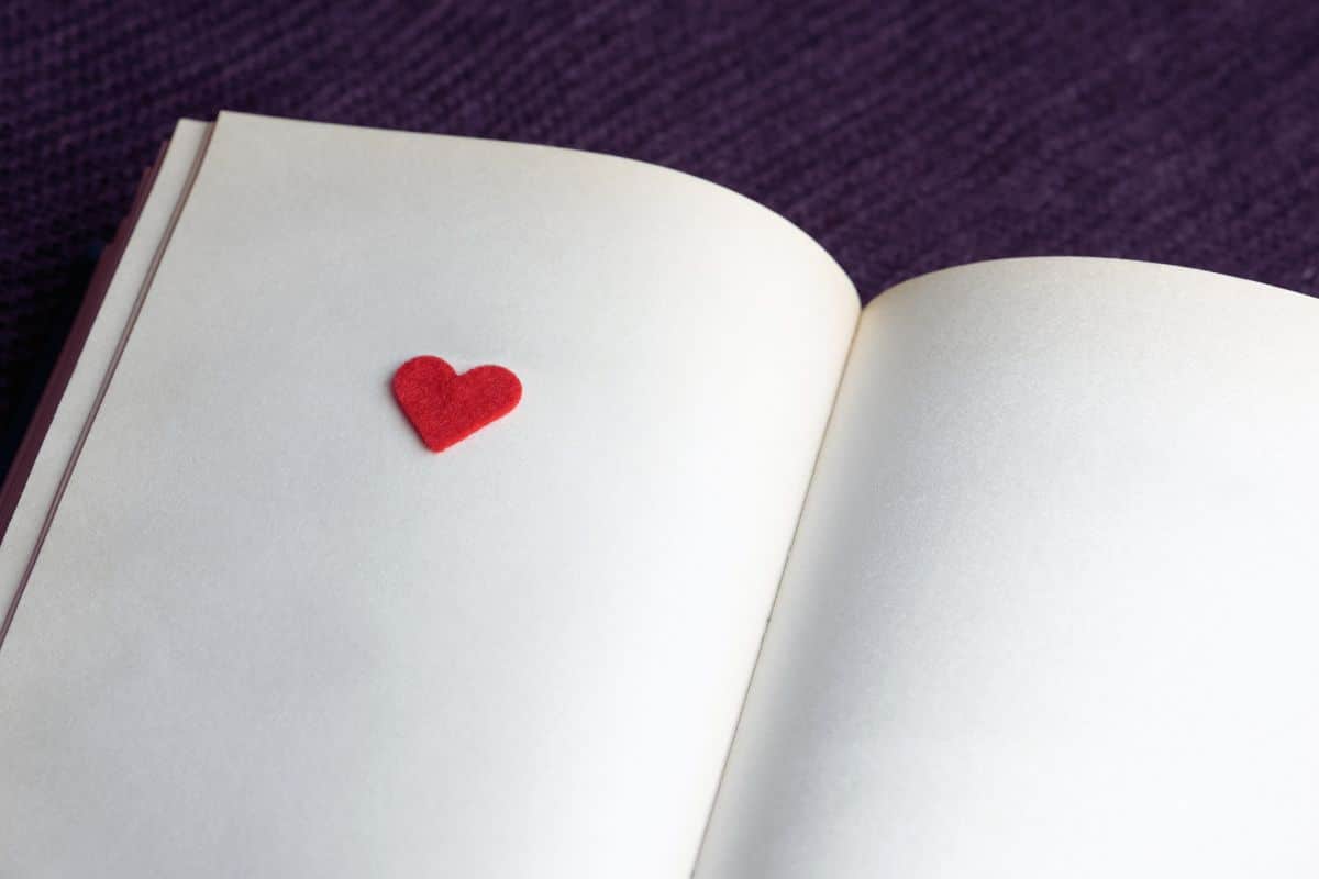 carnet coeur collé rouge livre blanc note