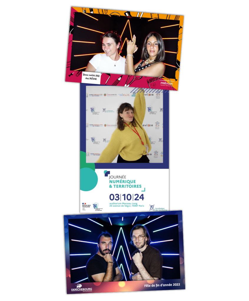 photo avec photocall personnalisé de shootnbox résultat tirage papier impression photobooth