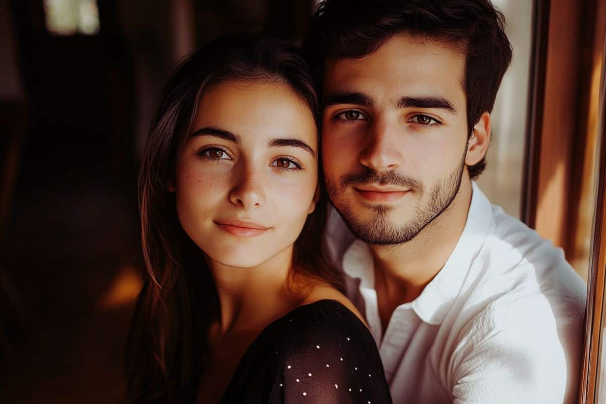 couple trentenaire amoureux homme femme regard pov