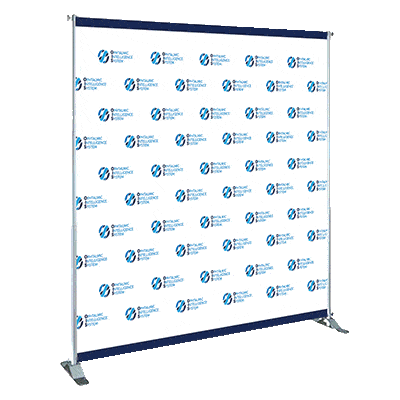 animation photocall mur bache photo personnalisé logo de marque structure autoportante métallique kakemono