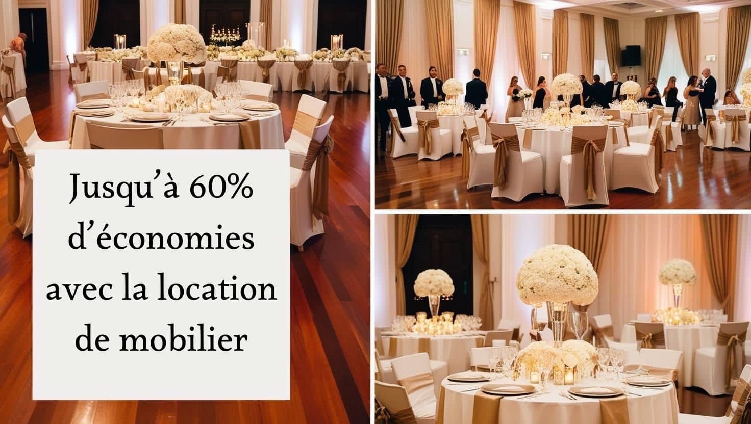 économie salle deco mariage location mobilier chaise table fleurs bouquet