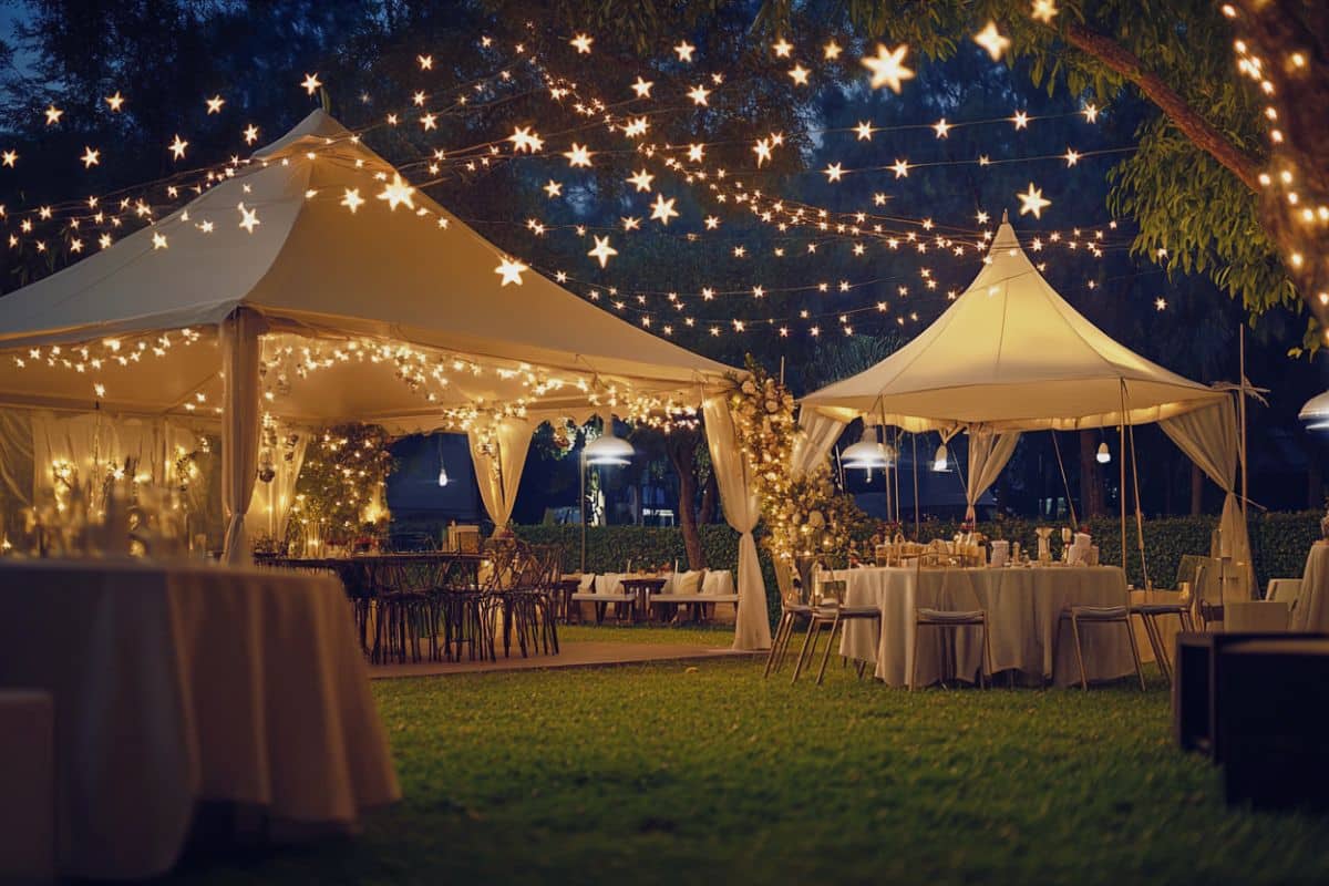 barnum tonnelle nui étoilé été guirlande lumineuse led jardin salle mariage jardin