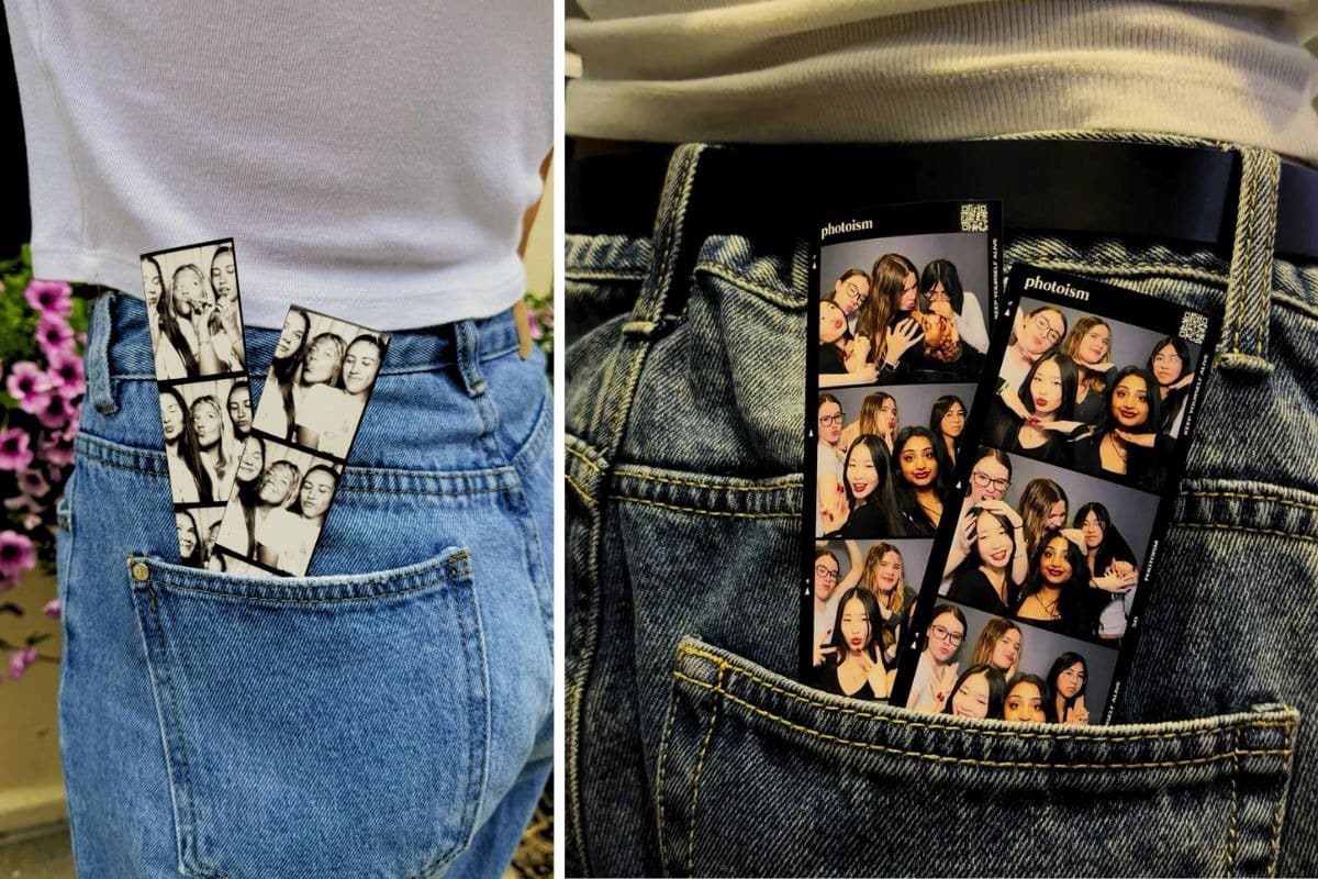 strip impression photomaton copines photos poche arrière jean vintage