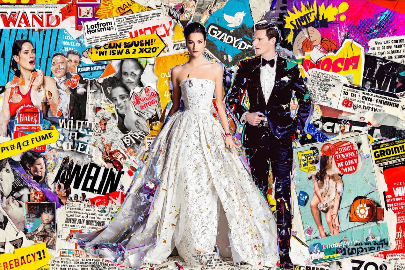 magazine mariage de stars découpé collage paparazzi