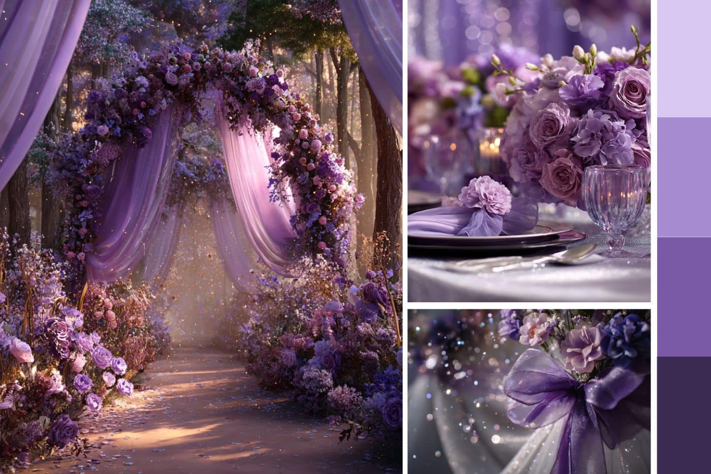 moodboard facon pinterest décoration mariage theme violet hiver enchanted forest violet ambiance fleur rose